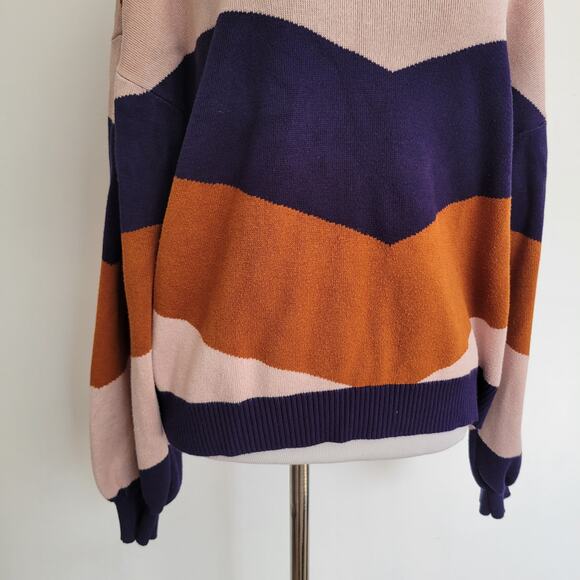 Eloquii Elements Chevron Sweater Colorblock Turtleneck Dolman Women 14/16 - Picture 6 of 12